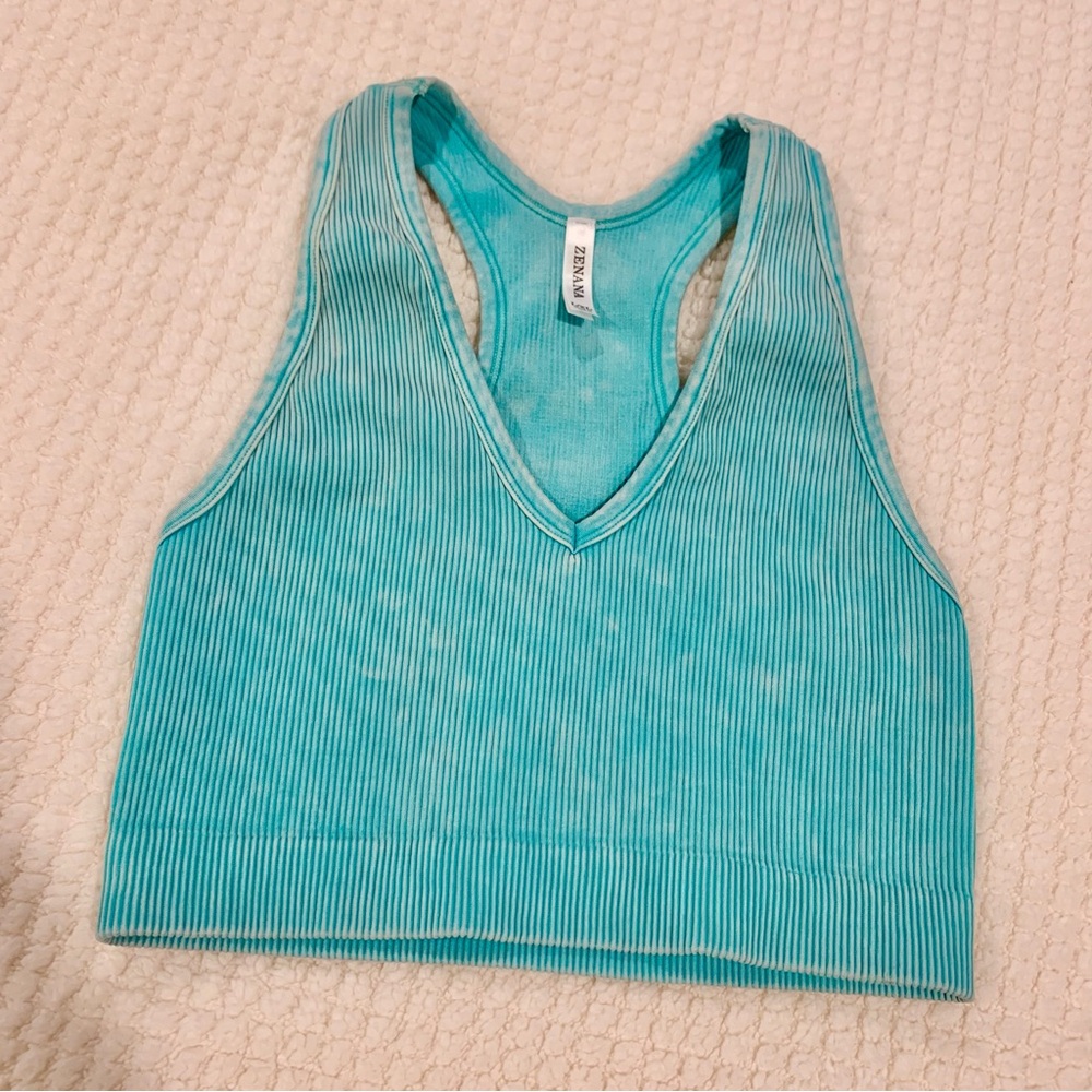 Zenana Outfitters Teal Ribbed Tank Top